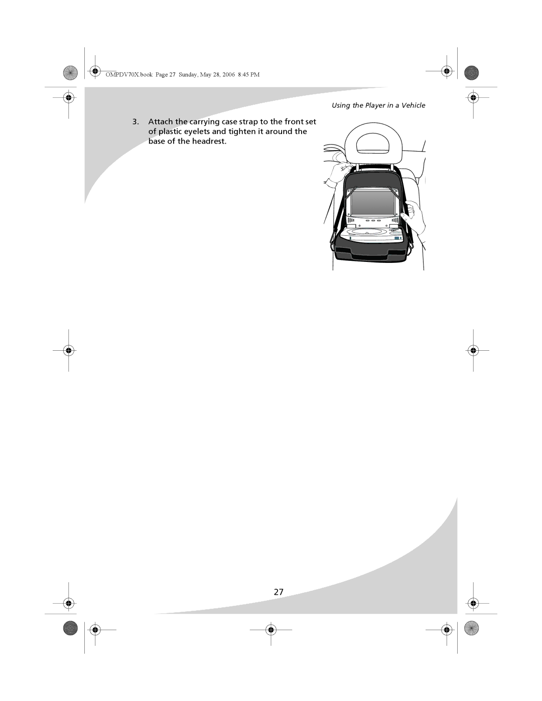 Kodak PDV-70X user manual Using the Player in a Vehicle 