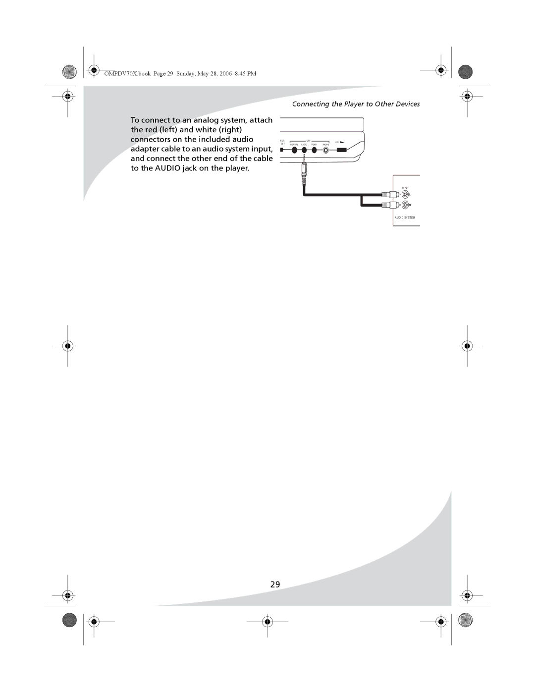 Kodak PDV-70X user manual Connecting the Player to Other Devices 