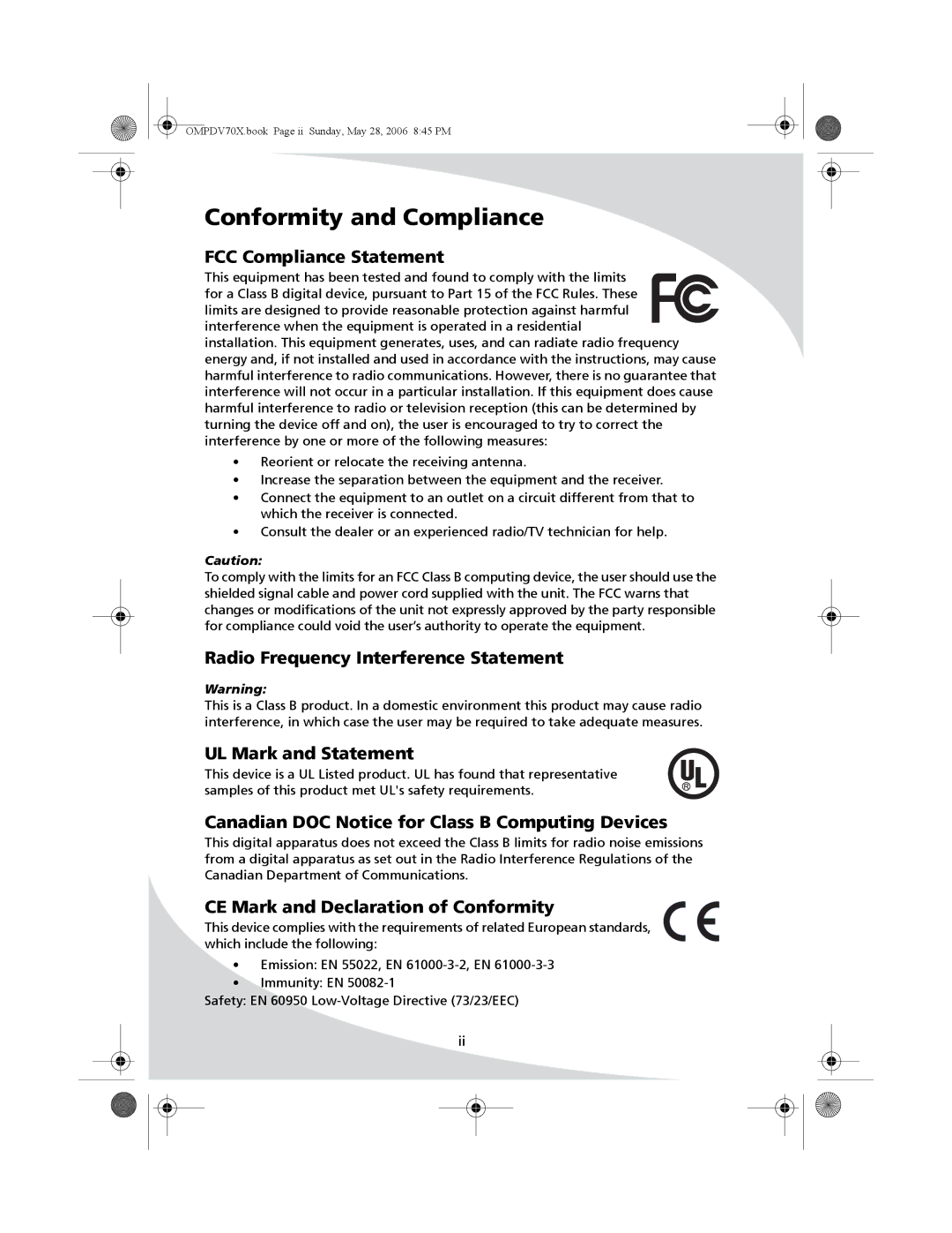 Kodak PDV-70X user manual Conformity and Compliance 