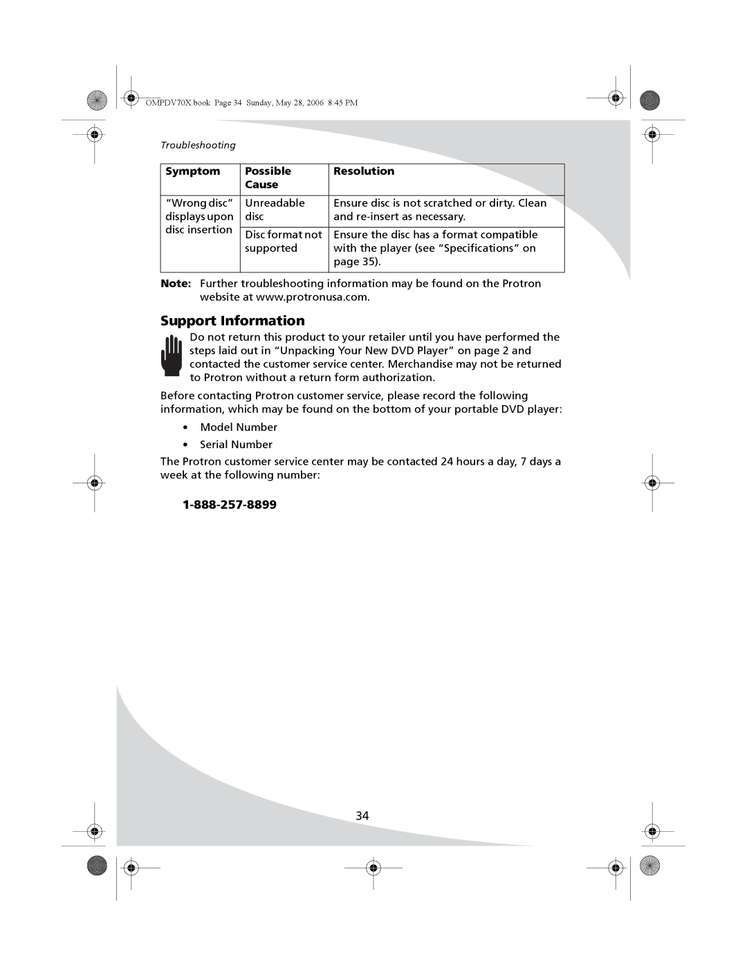 Kodak PDV-70X user manual Support Information 