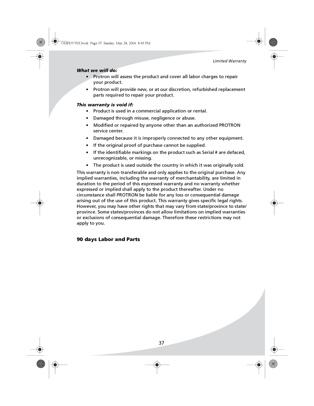 Kodak PDV-70X user manual What we will do, This warranty is void if 