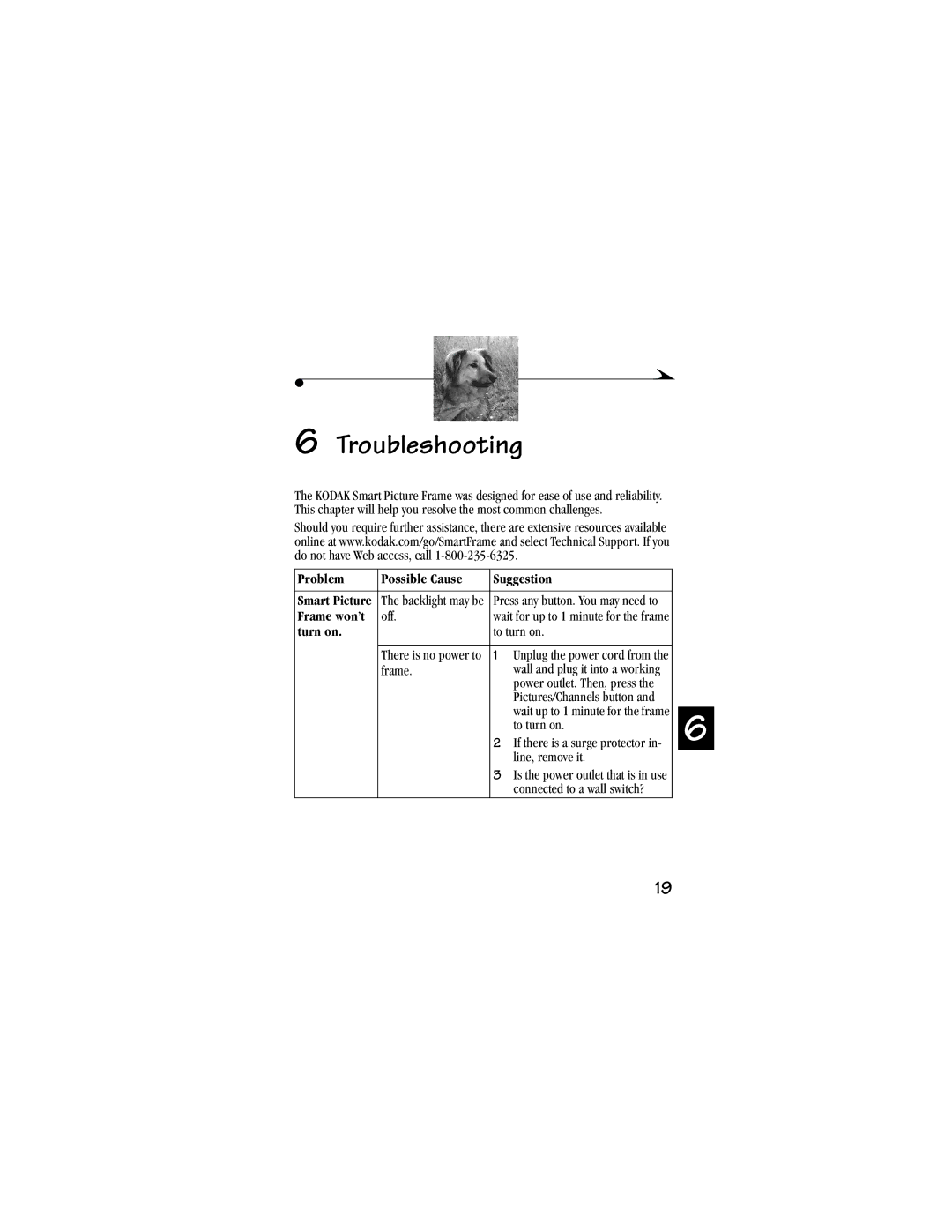 Kodak Picture Frame manual Troubleshooting, Turn on 