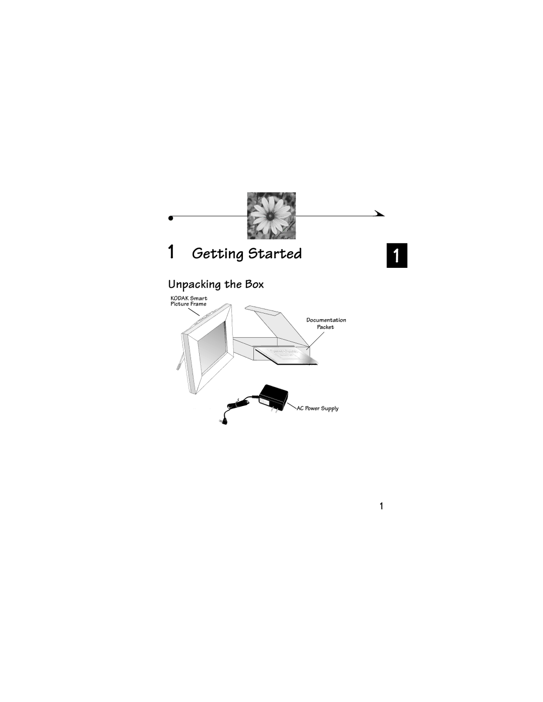 Kodak Picture Frame manual Getting Started, Unpacking the Box 