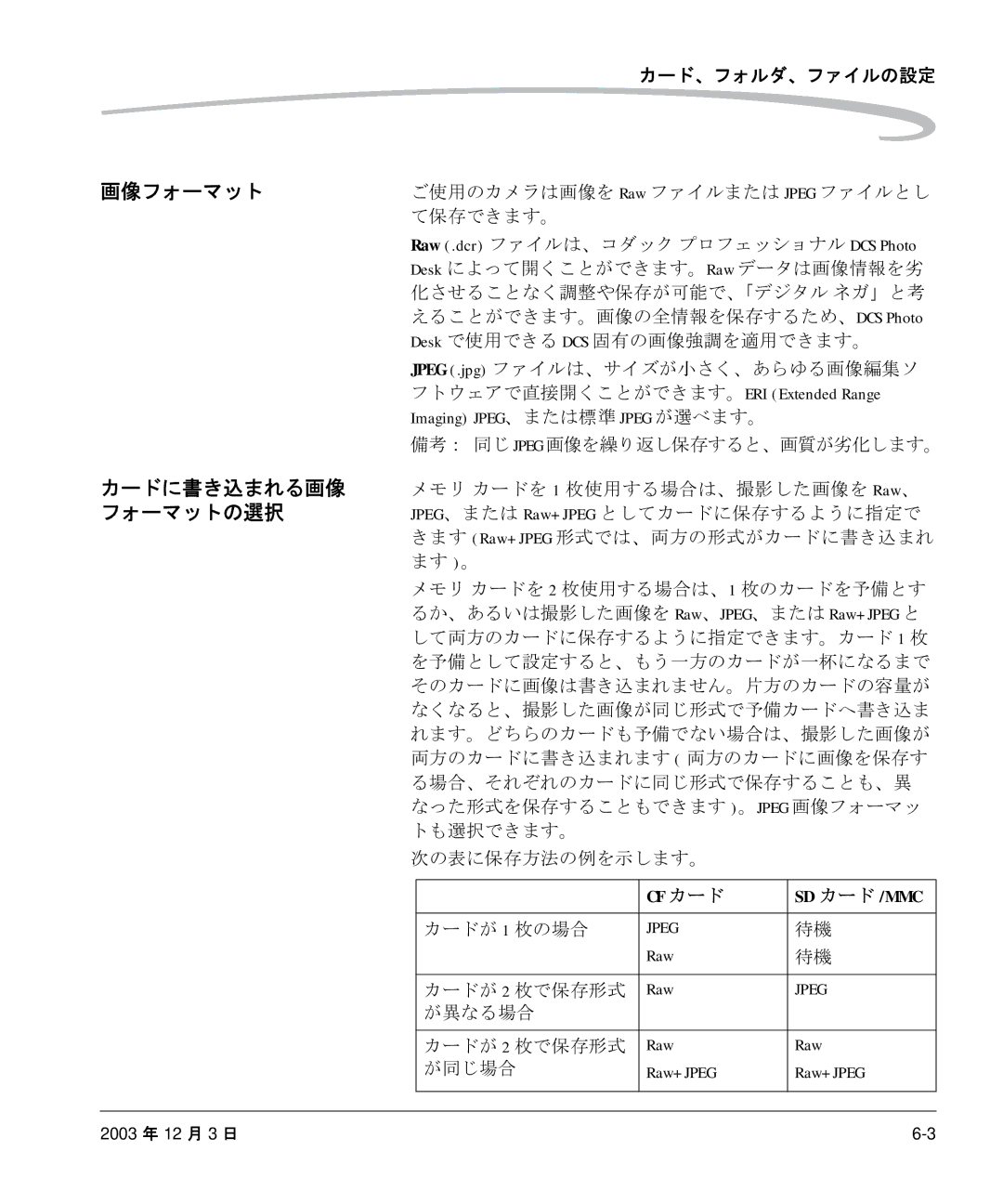 Kodak P/N 6B8991 manual 画像フォーマット, カードに書き込まれる画像, フォーマットの選択 