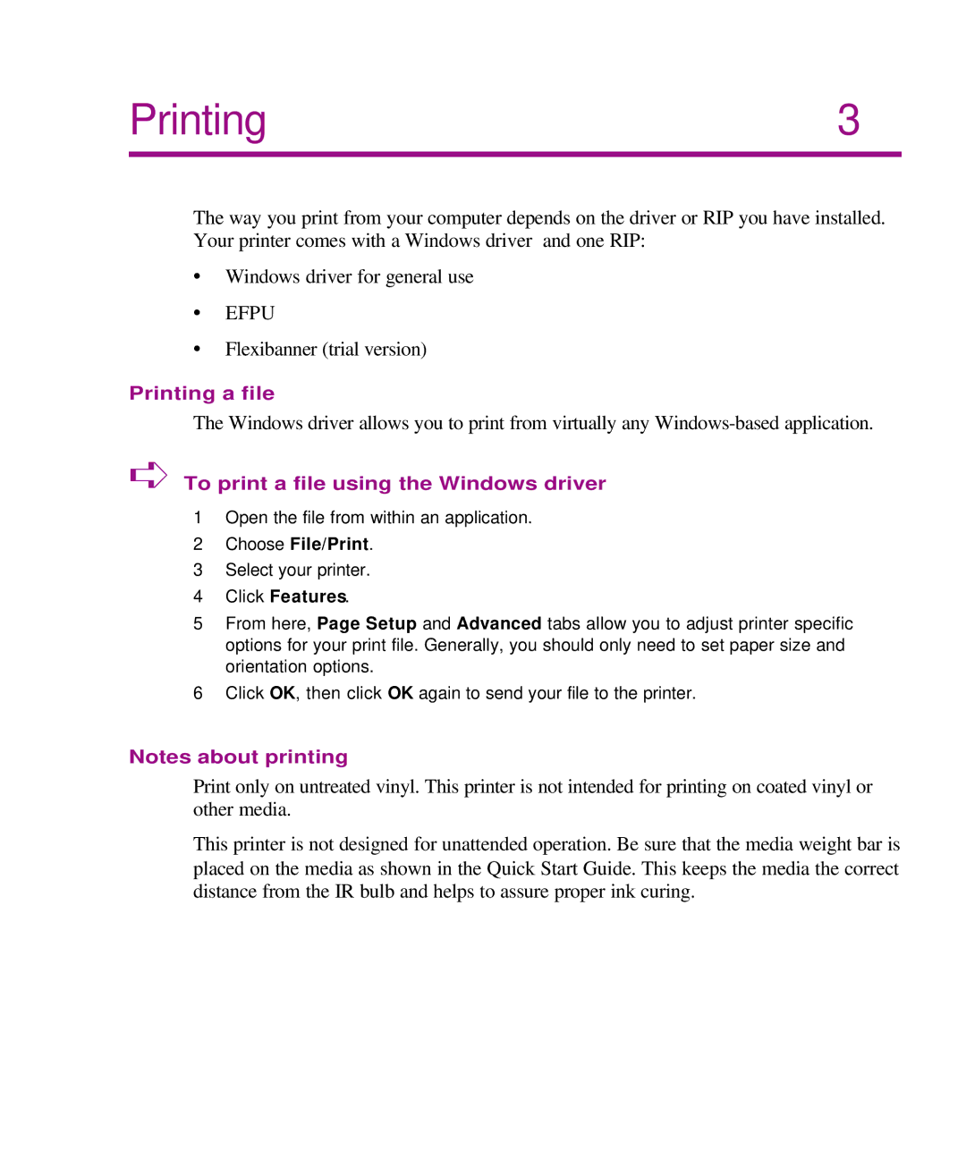 Kodak Printe manual Printing, To print a file using the Windows driver 