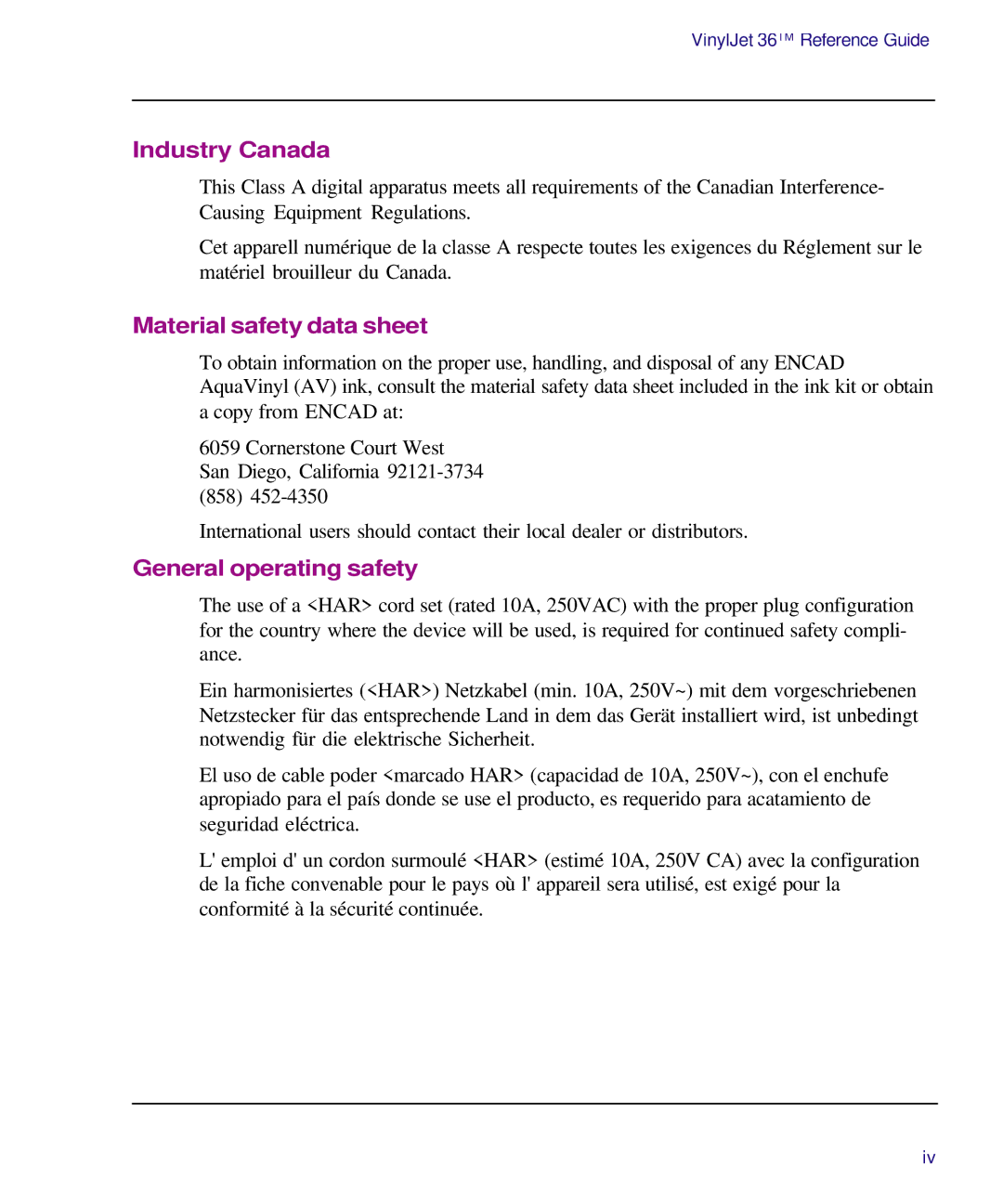 Kodak Printe manual Industry Canada, Material safety data sheet, General operating safety 