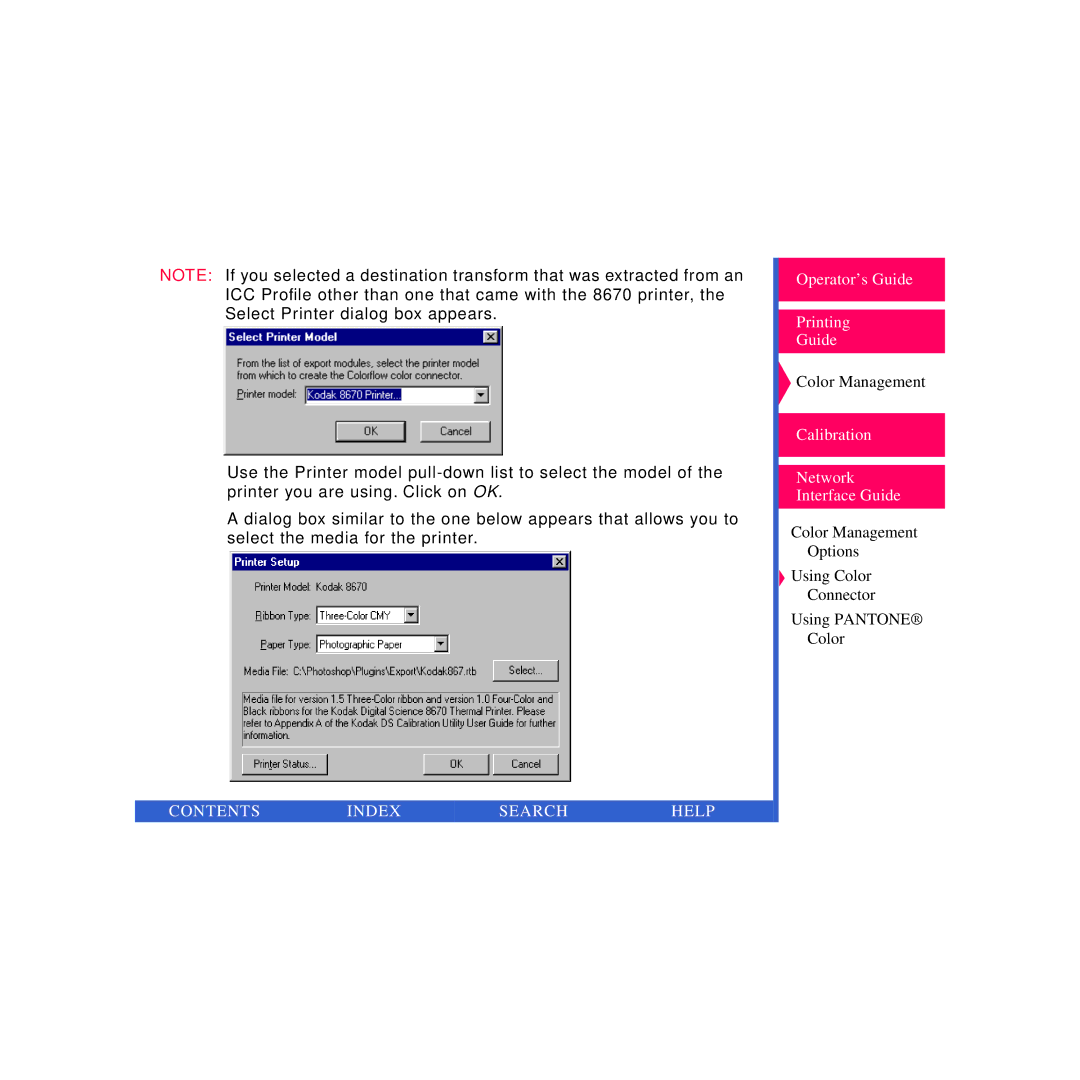 Kodak Printer manual Contents Index Search Help 