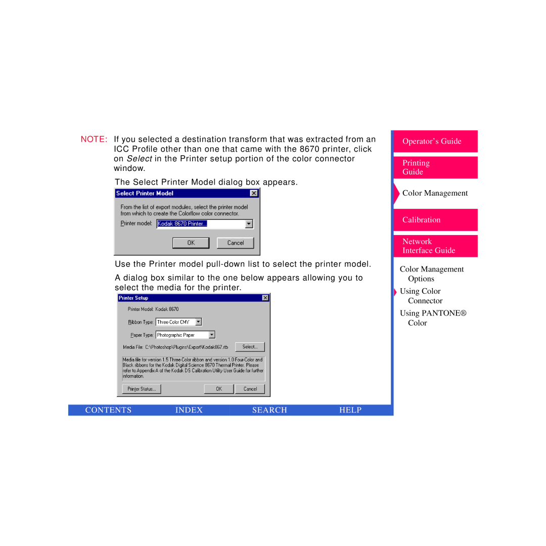 Kodak Printer manual Contents Index Search Help 