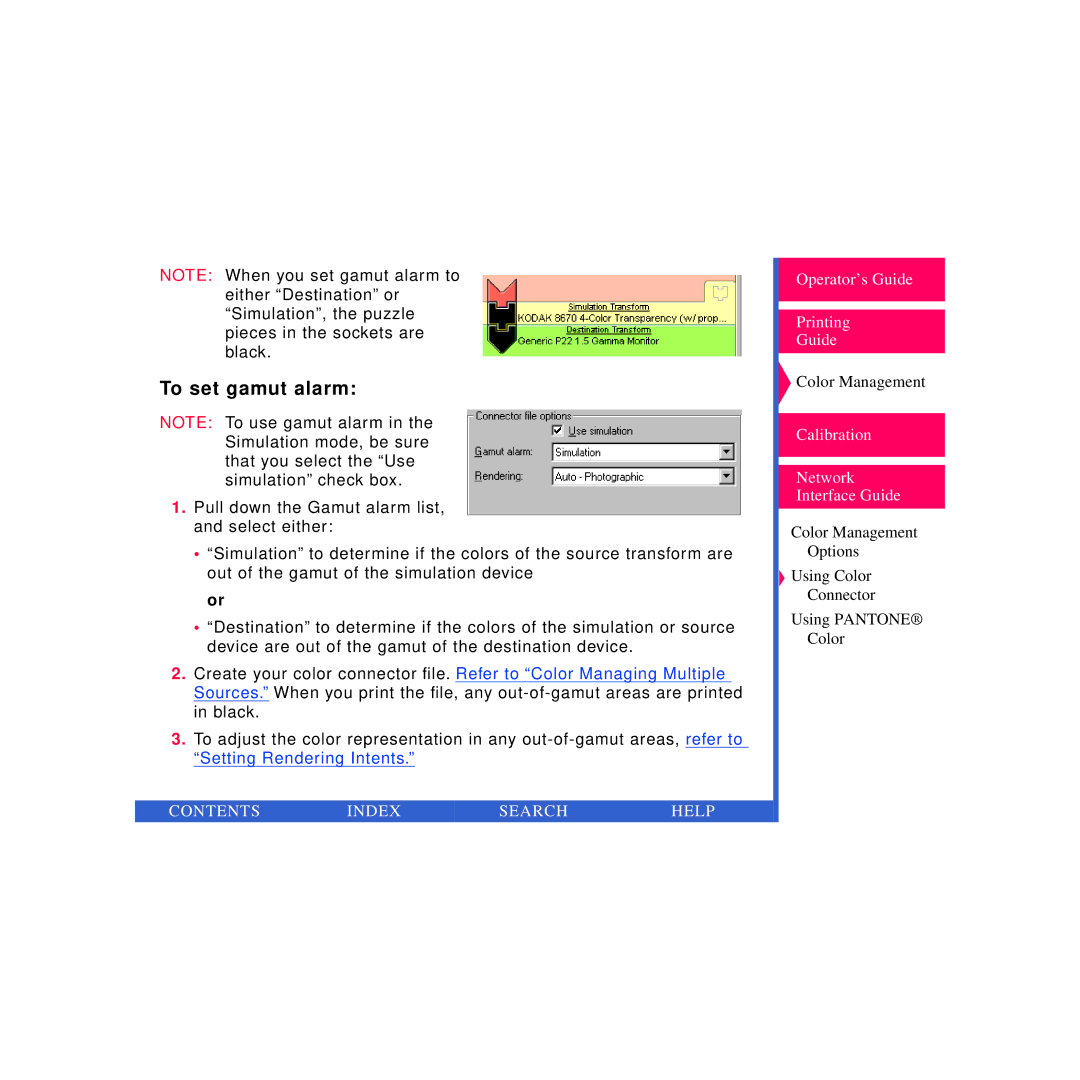 Kodak Printer manual To set gamut alarm 