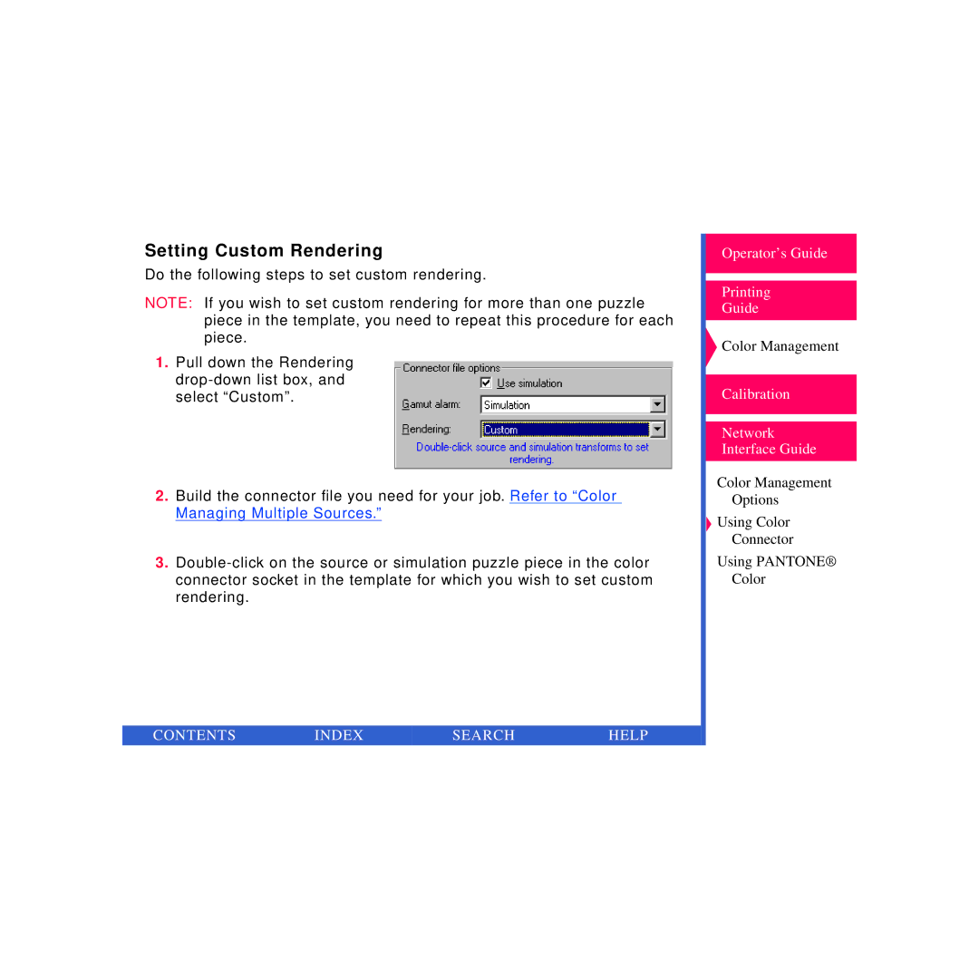 Kodak Printer manual Setting Custom Rendering 