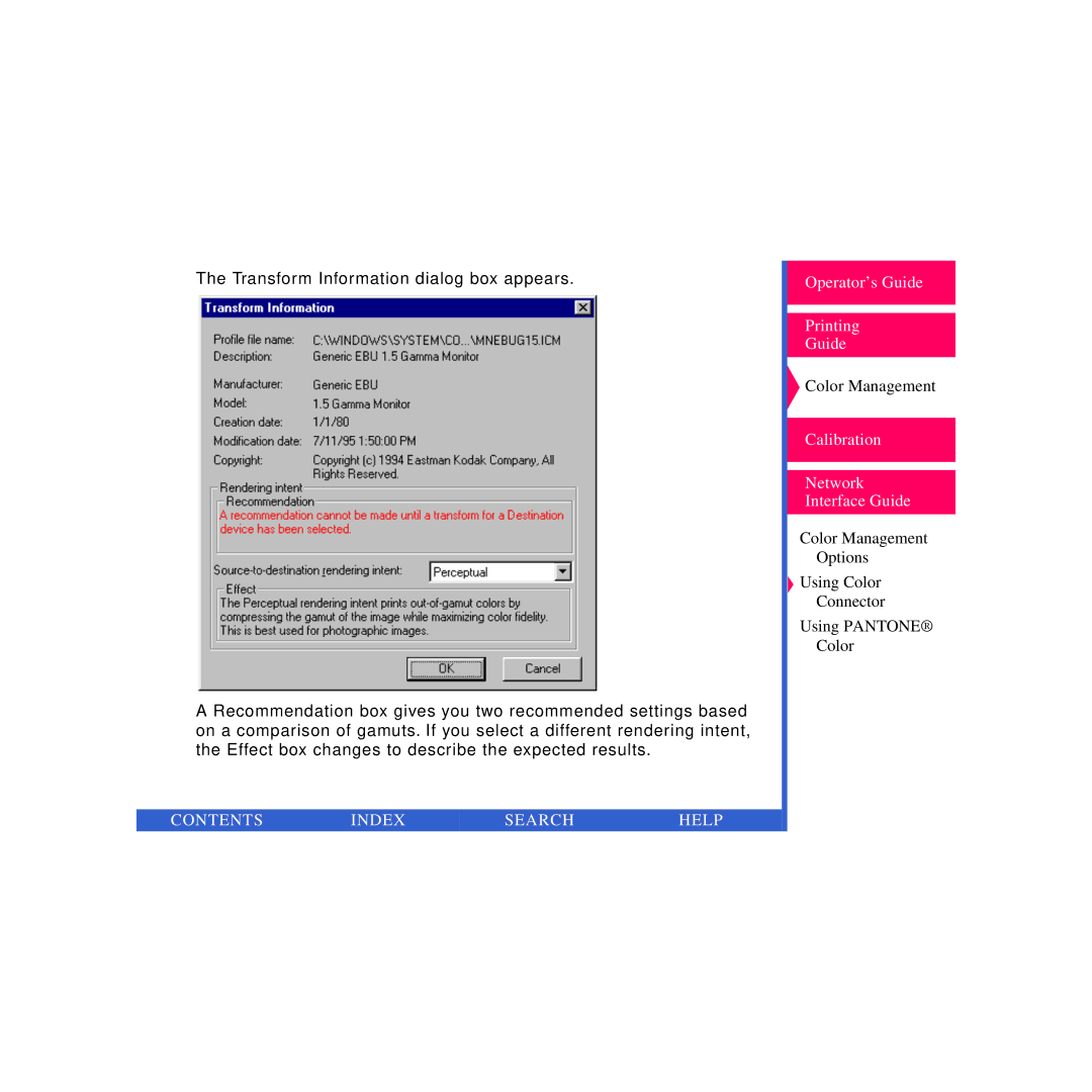 Kodak Printer manual Contents Index Search Help 