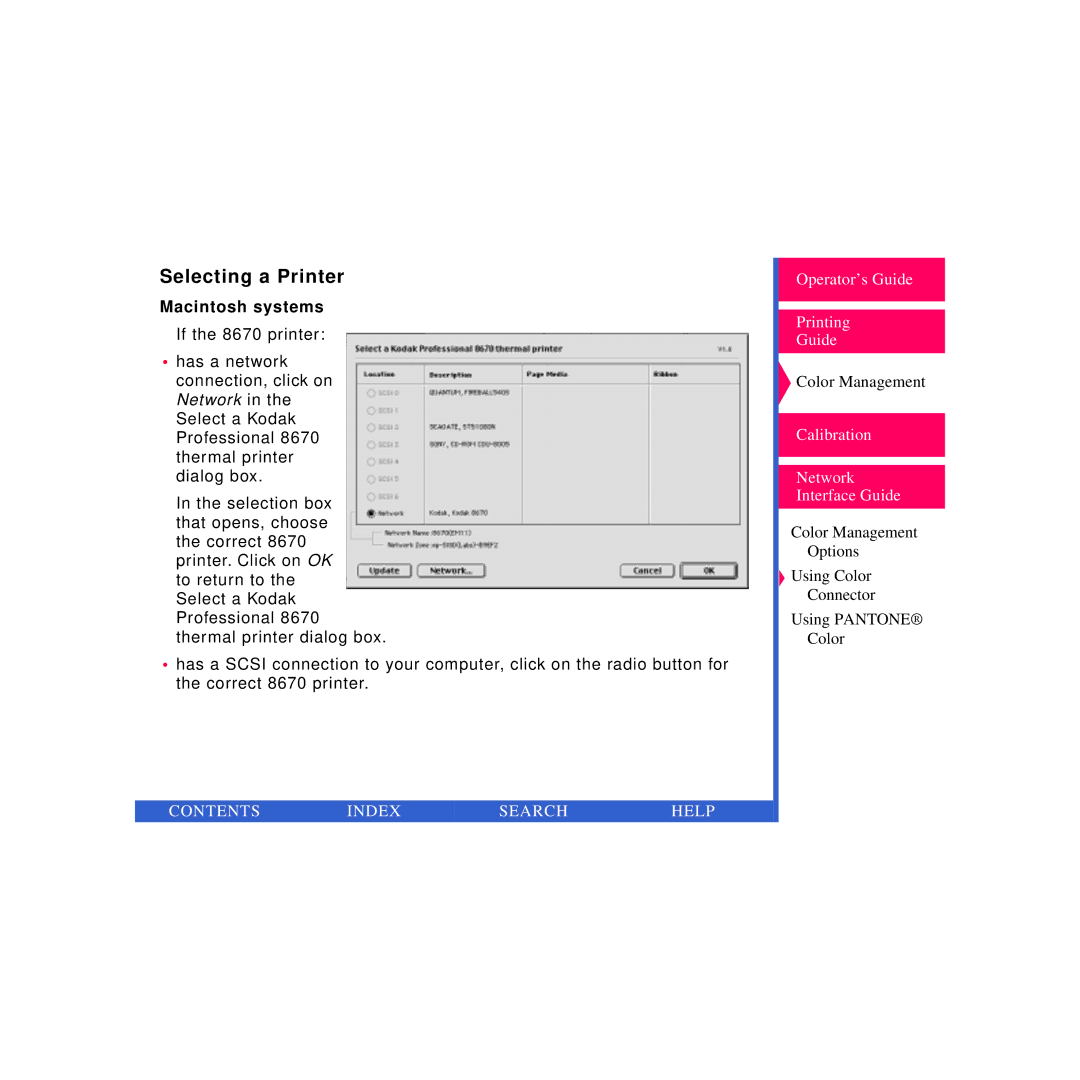 Kodak manual Selecting a Printer, Macintosh systems 