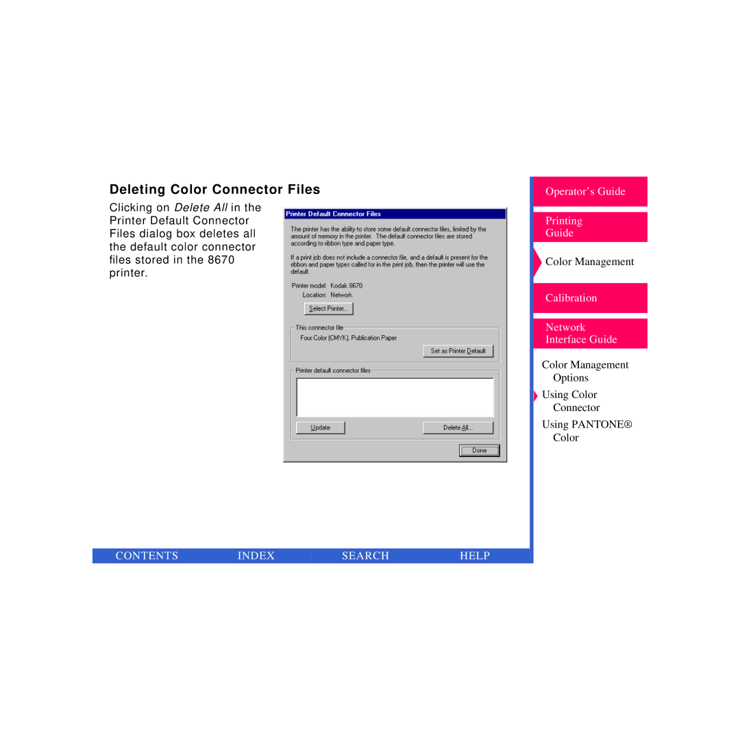 Kodak Printer manual Deleting Color Connector Files 