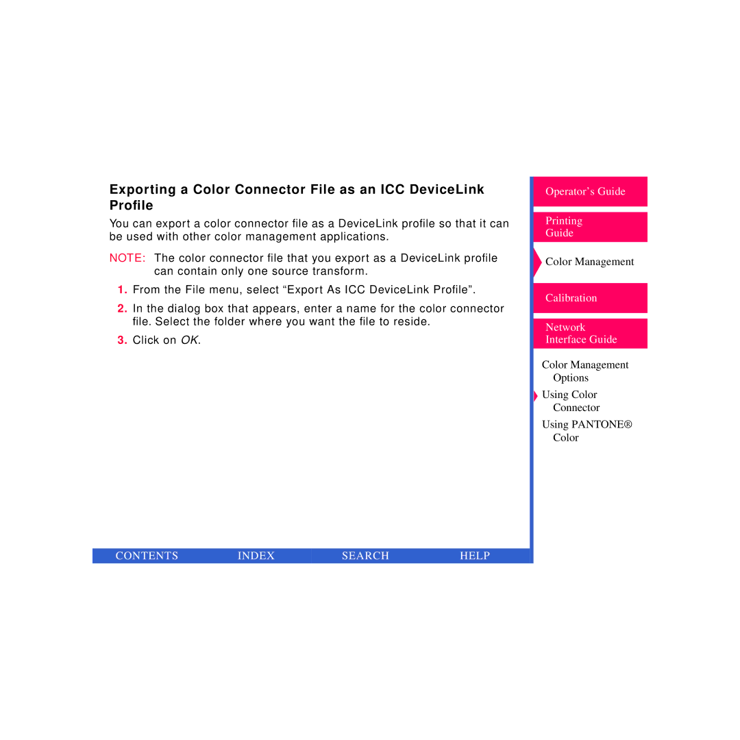 Kodak Printer manual Exporting a Color Connector File as an ICC DeviceLink Proﬁle 