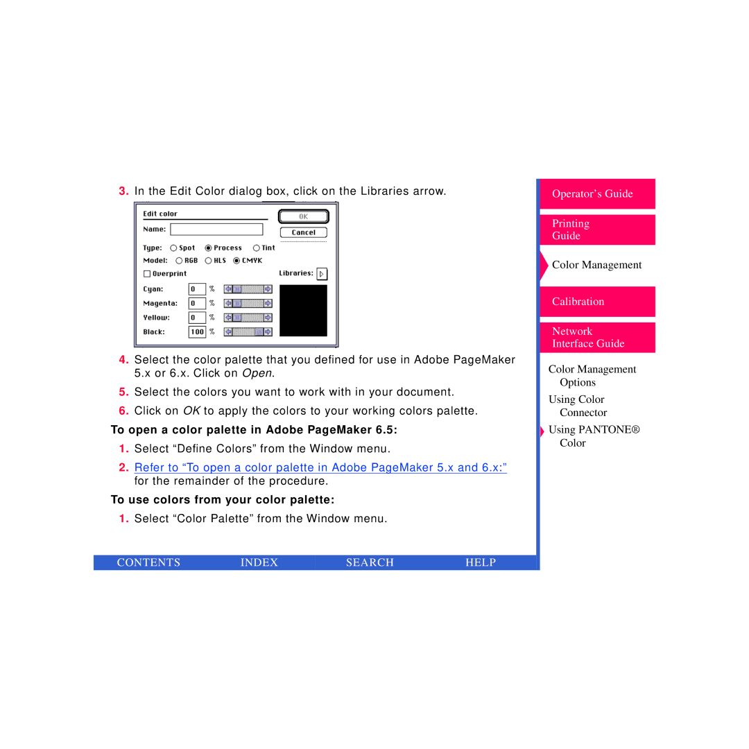 Kodak Printer manual To open a color palette in Adobe PageMaker, Select Color Palette from the Window menu 