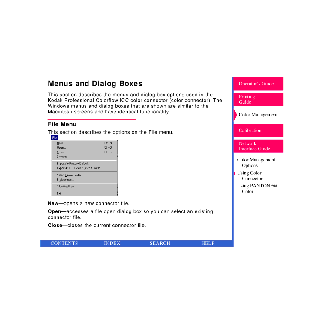 Kodak Printer manual Menus and Dialog Boxes, File Menu 