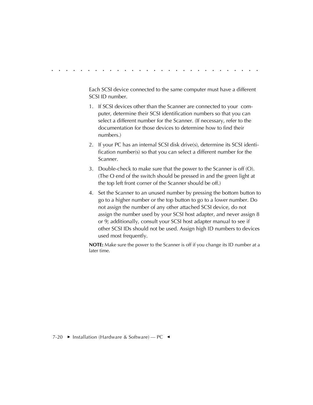 Kodak RFS 3570 user manual 20  Installation Hardware & Software PC G 