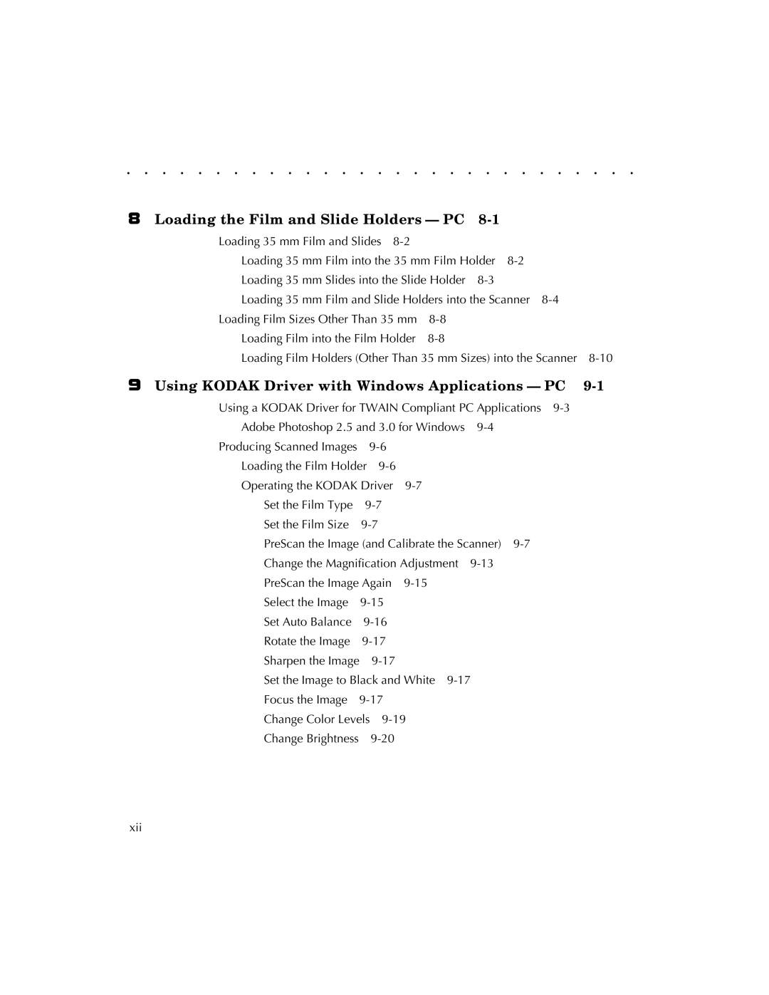 Kodak RFS 3570 user manual Loading the Film and Slide Holders PC, Using Kodak Driver with Windows Applications PC 