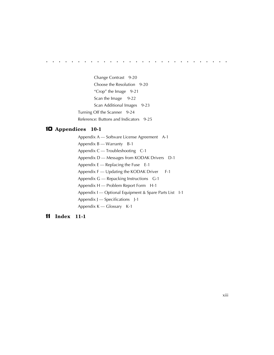 Kodak RFS 3570 user manual Appendices, Index 