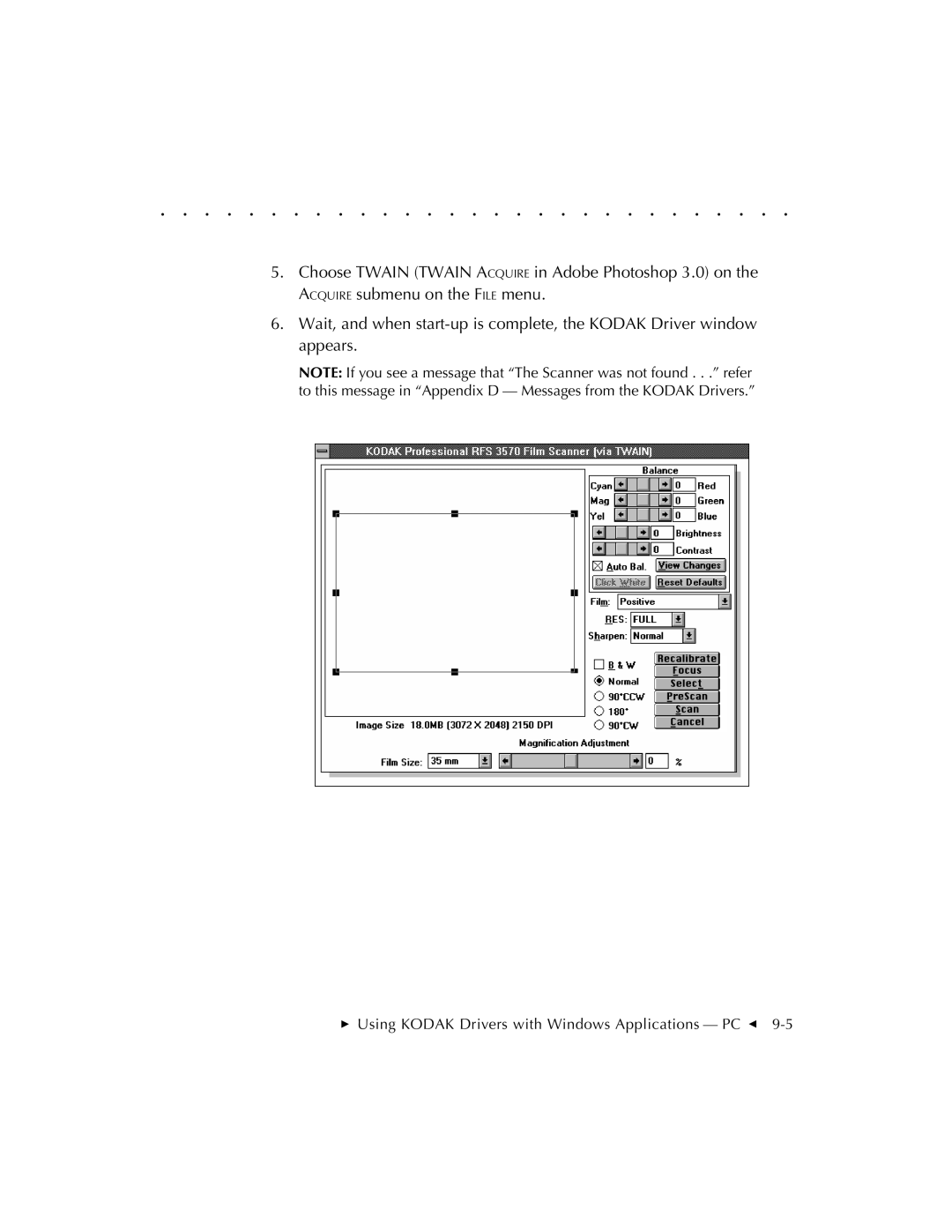 Kodak RFS 3570 user manual  Using Kodak Drivers with Windows Applications PC G 