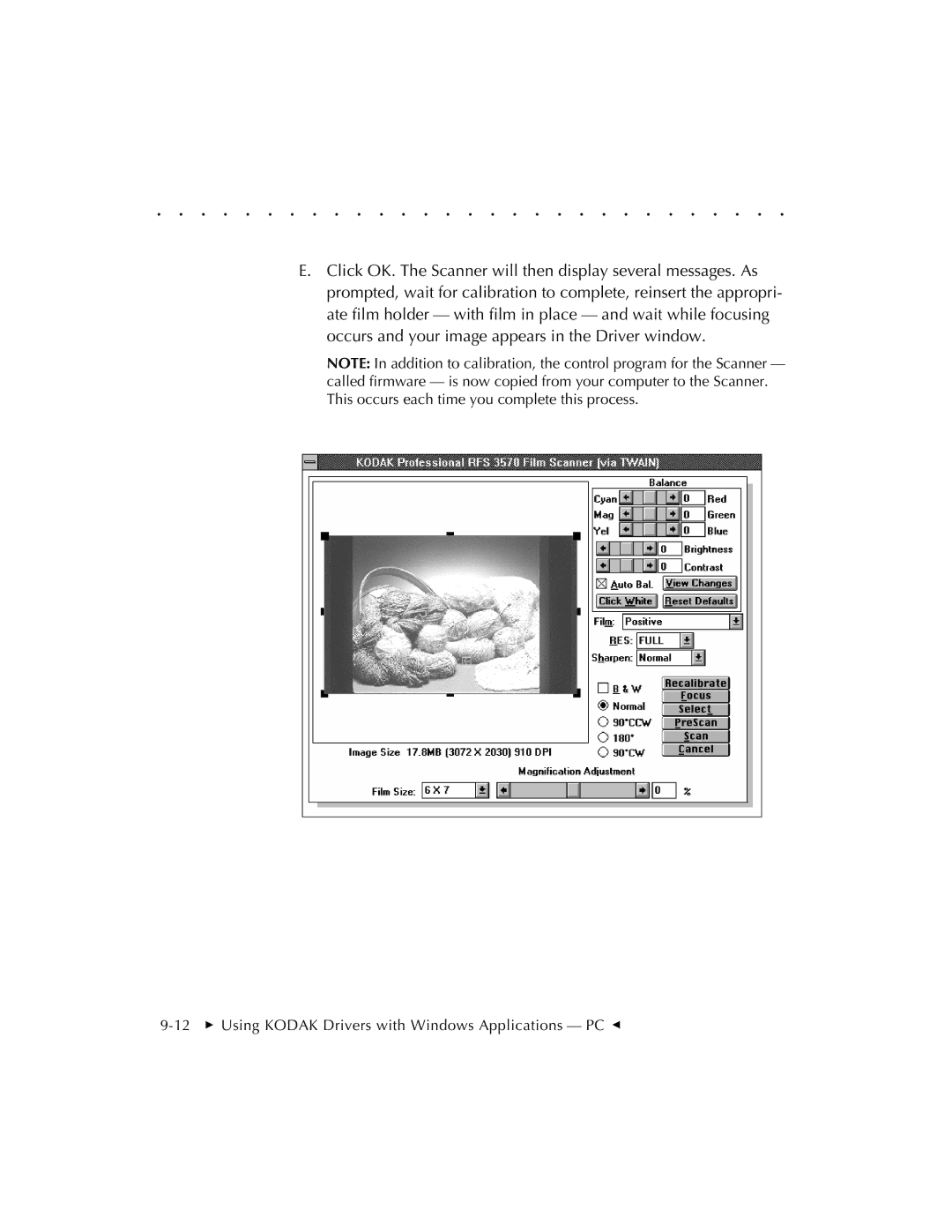 Kodak RFS 3570 user manual 12  Using Kodak Drivers with Windows Applications PC G 