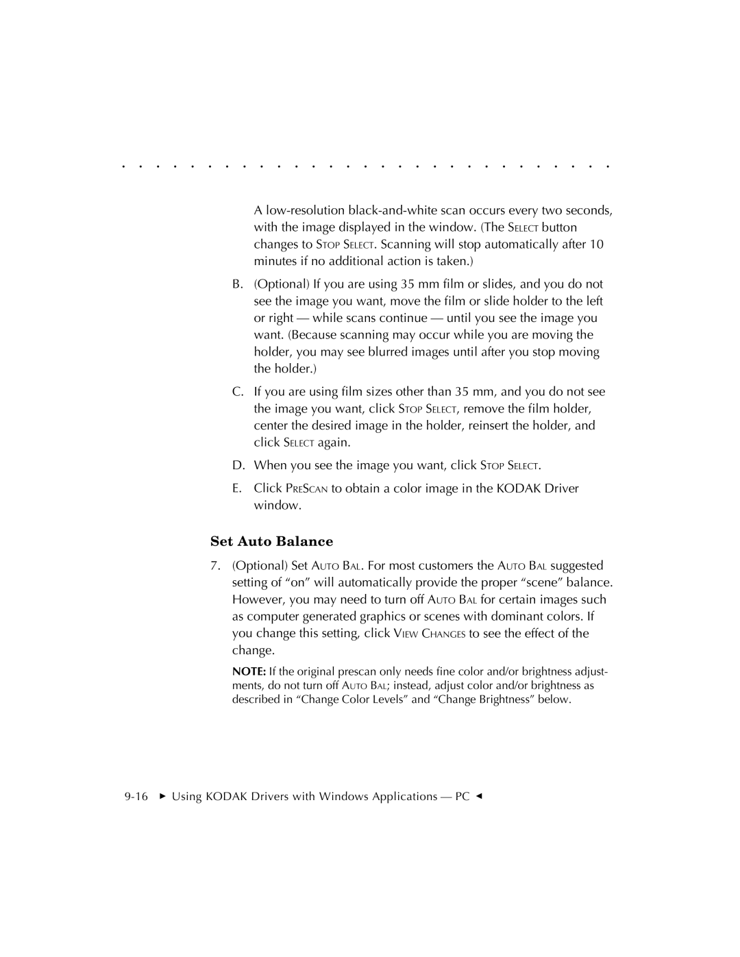 Kodak RFS 3570 user manual 16  Using Kodak Drivers with Windows Applications PC G 