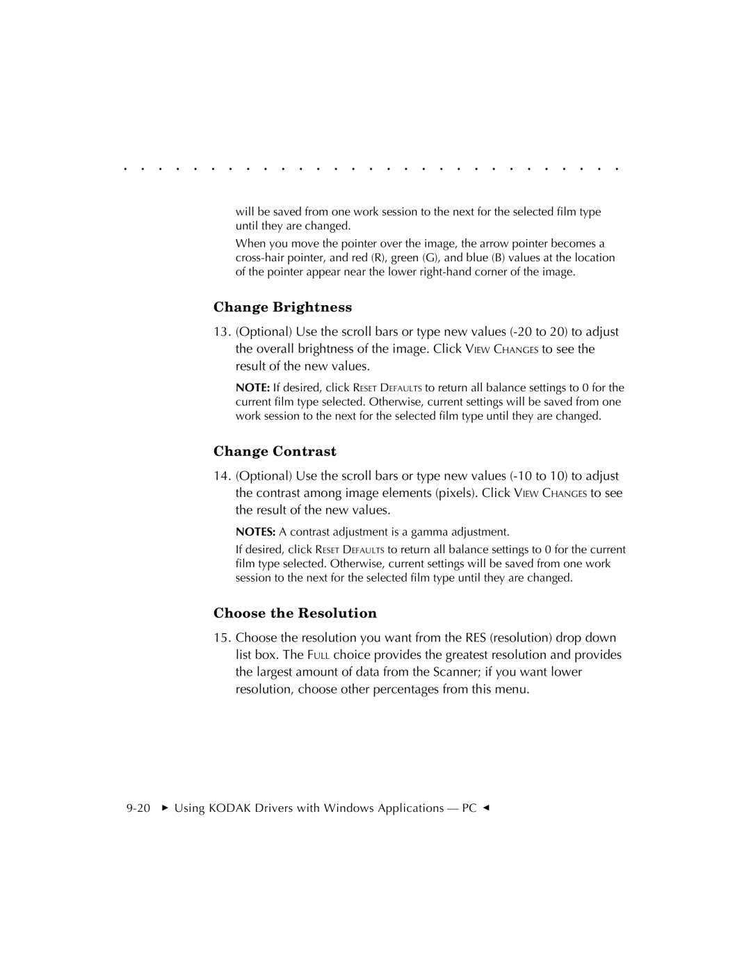 Kodak RFS 3570 user manual 20  Using Kodak Drivers with Windows Applications PC G 