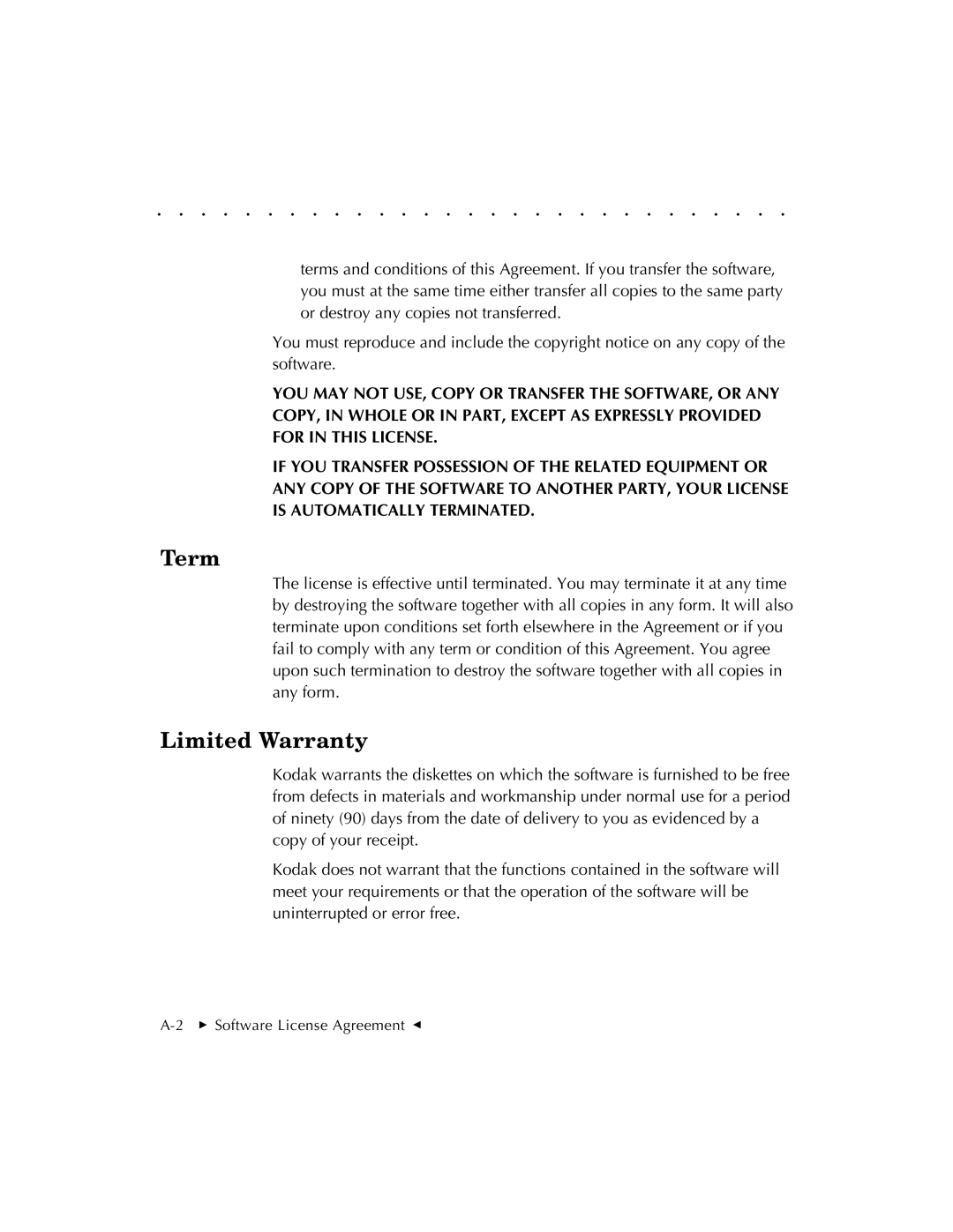 Kodak RFS 3570 user manual Term, Limited Warranty 