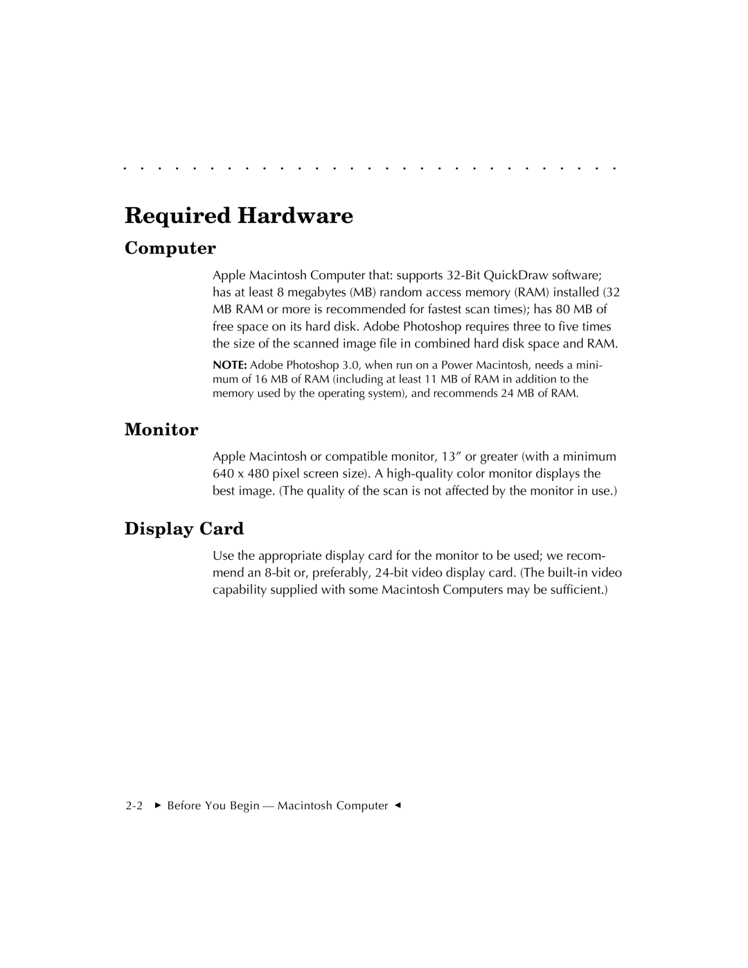 Kodak RFS 3570 user manual Required Hardware, Computer, Monitor, Display Card 