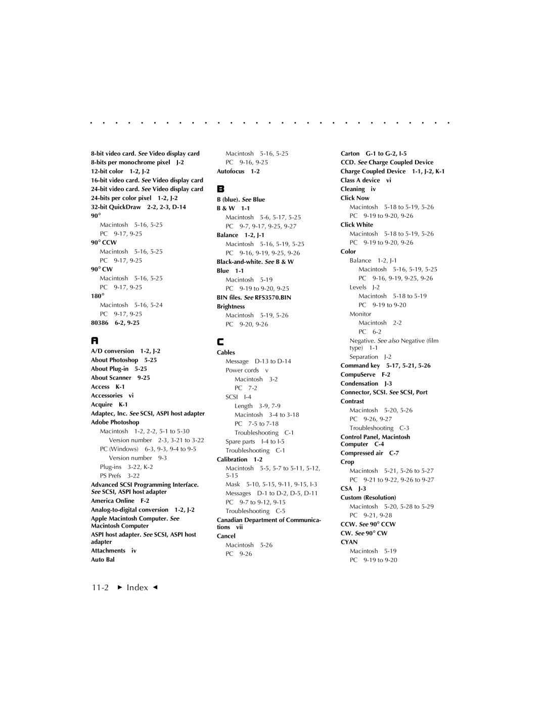 Kodak RFS 3570 user manual 11-2  Index G 