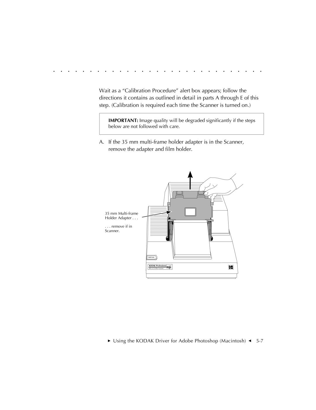 Kodak RFS 3570 user manual Mm Multi-frame Holder Adapter Remove if in Scanner 