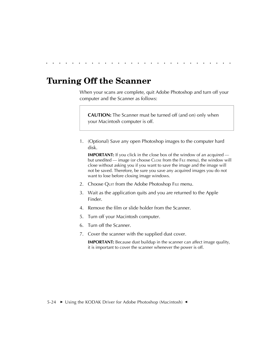 Kodak RFS 3570 user manual Turning Off the Scanner 