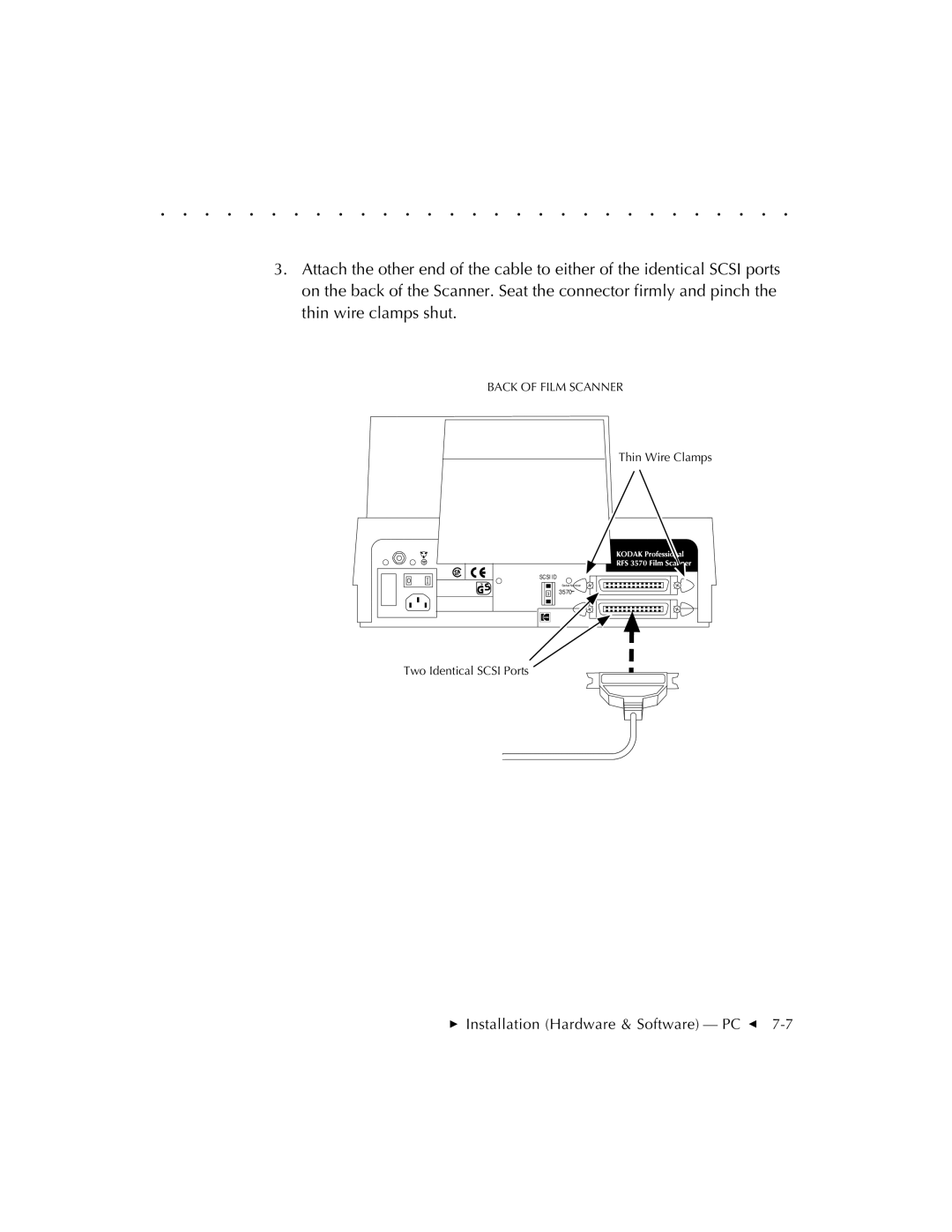 Kodak RFS 3570 user manual Back of Film Scanner 