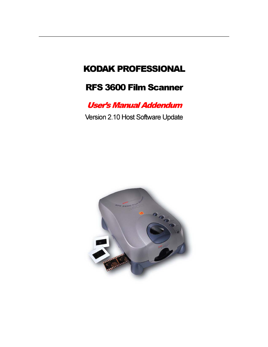 Kodak RFS 3600 user manual Kodak Professional 