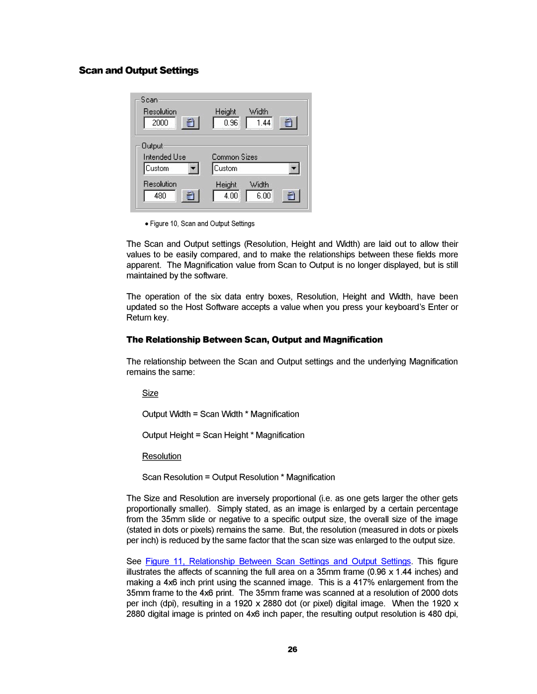 Kodak RFS 3600 user manual Scan and Output Settings, Relationship Between Scan, Output and Magnification 