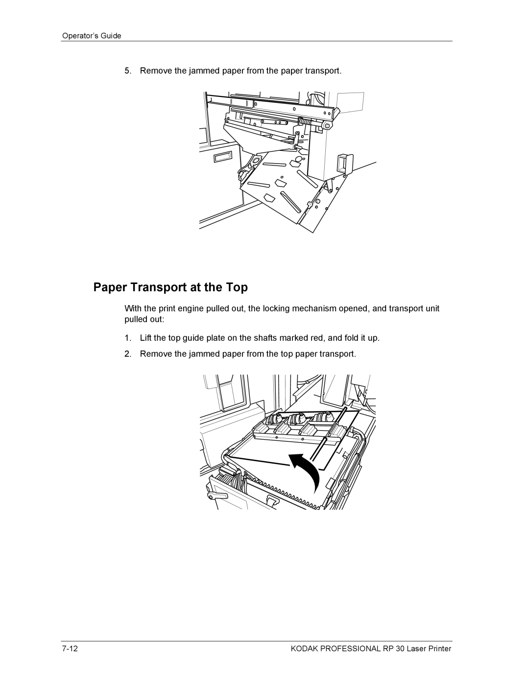 Kodak RP 30 manual Paper Transport at the Top 