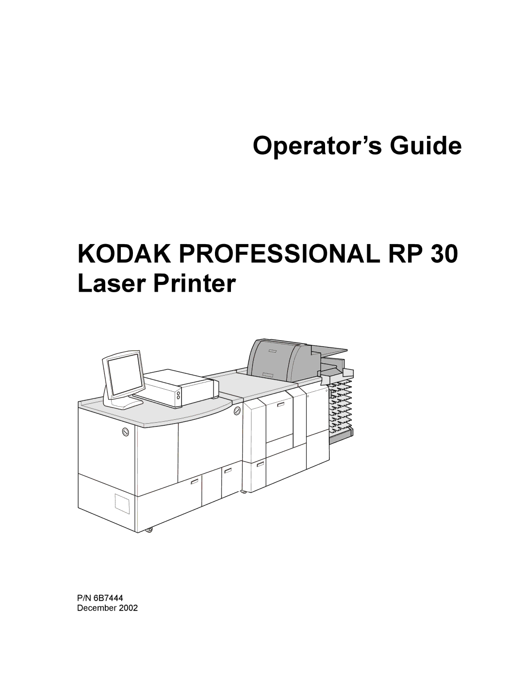 Kodak manual Operator’s Guide Kodak Professional RP 30 Laser Printer 