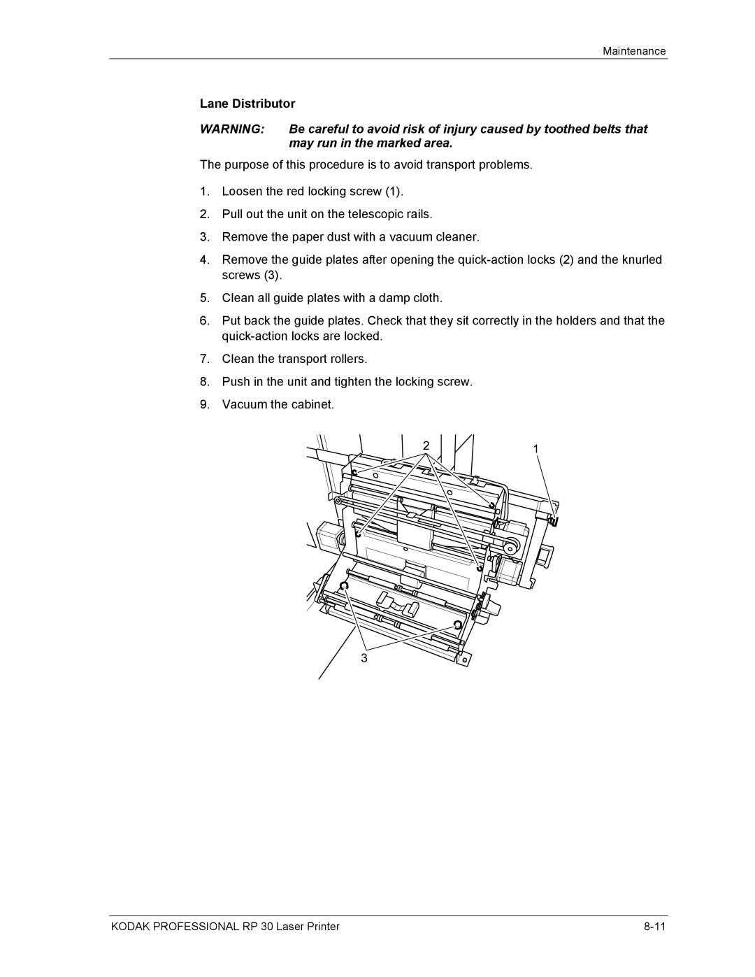 Kodak RP 30 manual Lane Distributor, May run in the marked area 