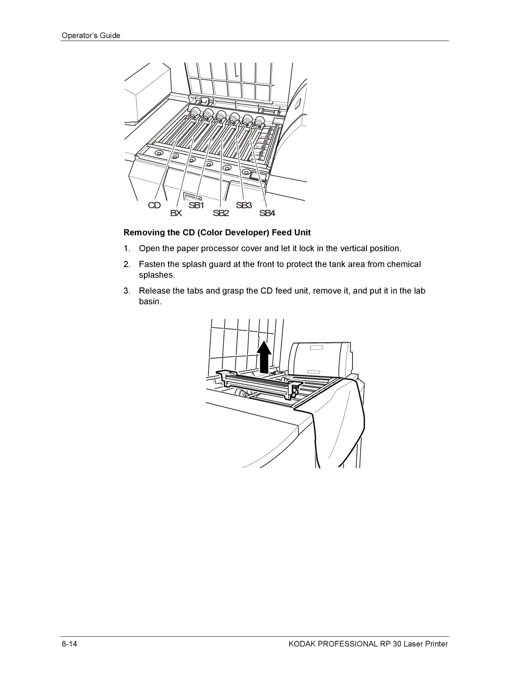 Kodak RP 30 manual Removing the CD Color Developer Feed Unit 