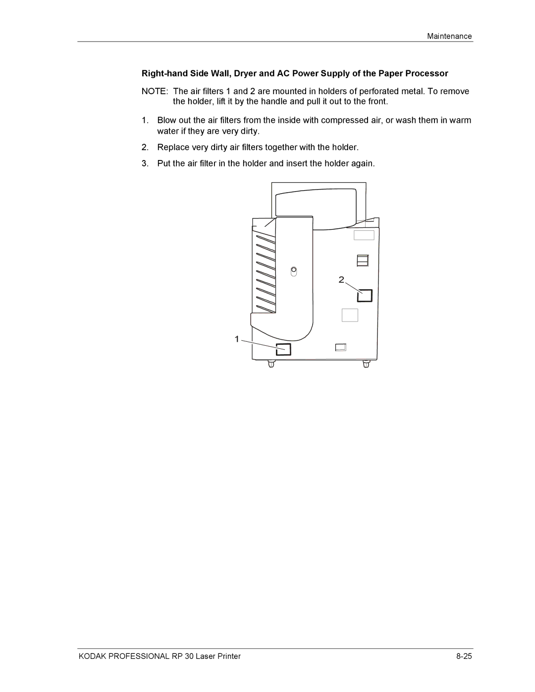 Kodak RP 30 manual Maintenance 