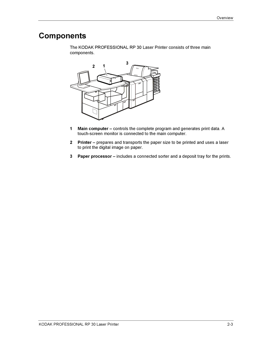 Kodak RP 30 manual Components 