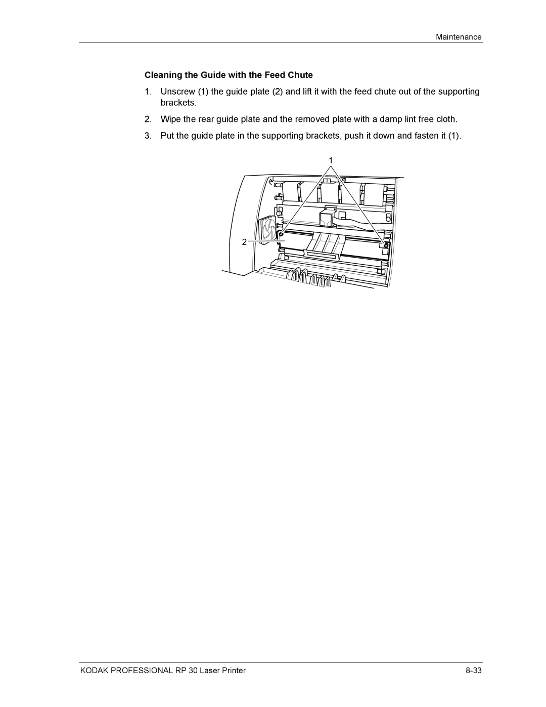 Kodak RP 30 manual Cleaning the Guide with the Feed Chute 