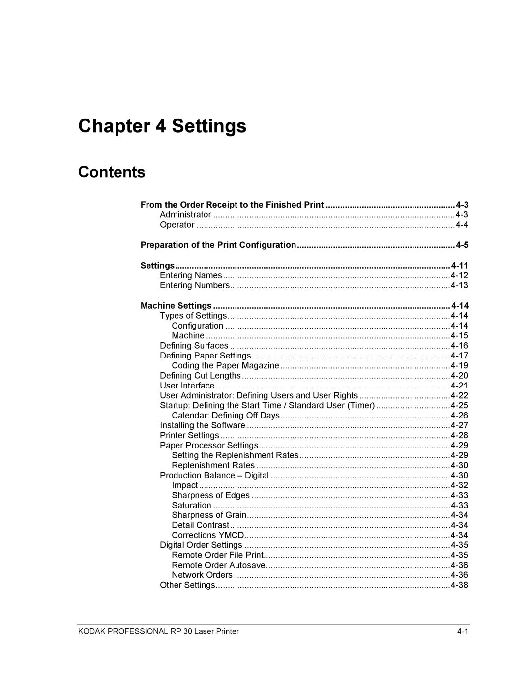 Kodak RP 30 manual From the Order Receipt to the Finished Print, Preparation of the Print Configuration Settings 