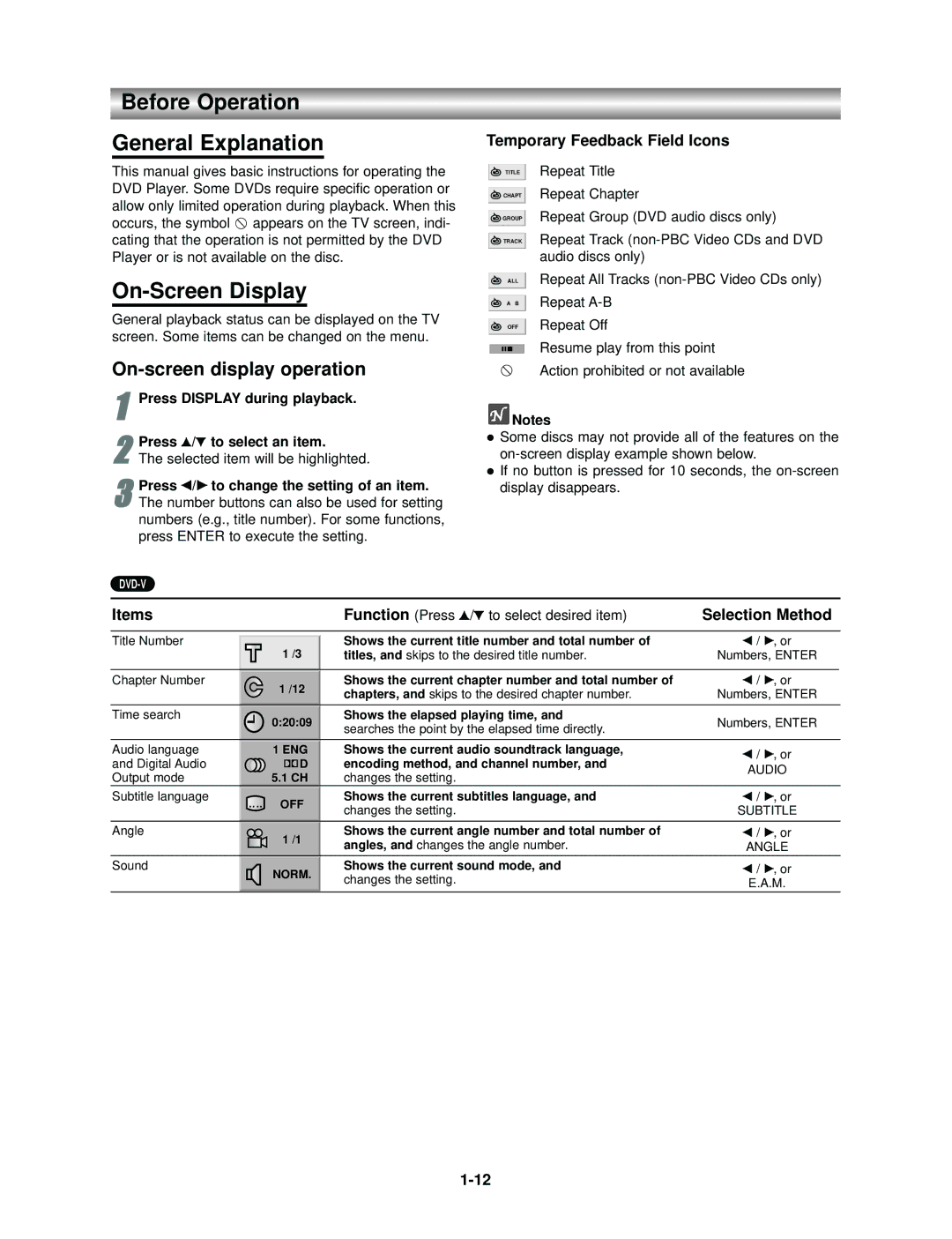 Kodak SD-530ESE owner manual Before Operation General Explanation, On-Screen Display, On-screen display operation 