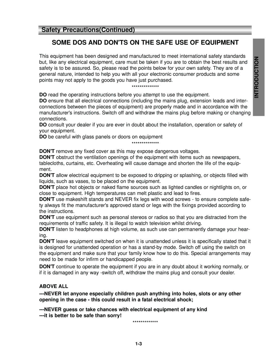 Kodak SD-530ESE owner manual Safety Precautions, Some DOS and Donts on the Safe USE of Equipment 