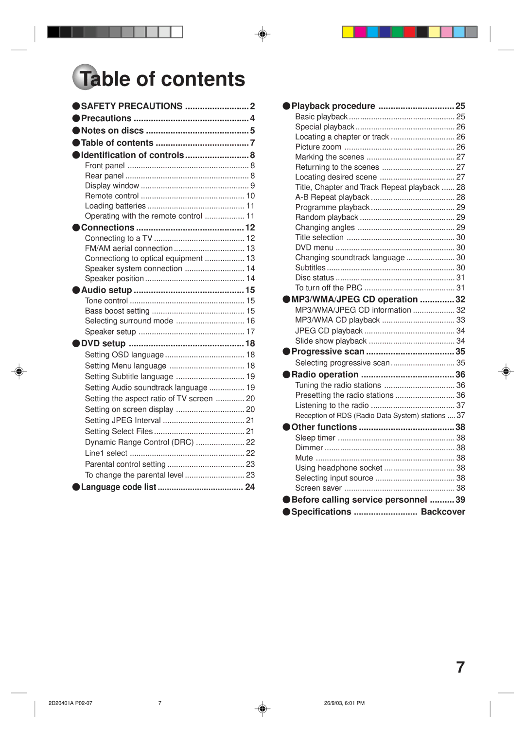 Kodak SD-63HK owner manual Table of contents 