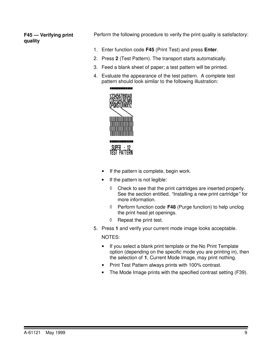 Kodak Series 3 manual F45 Verifying print quality 