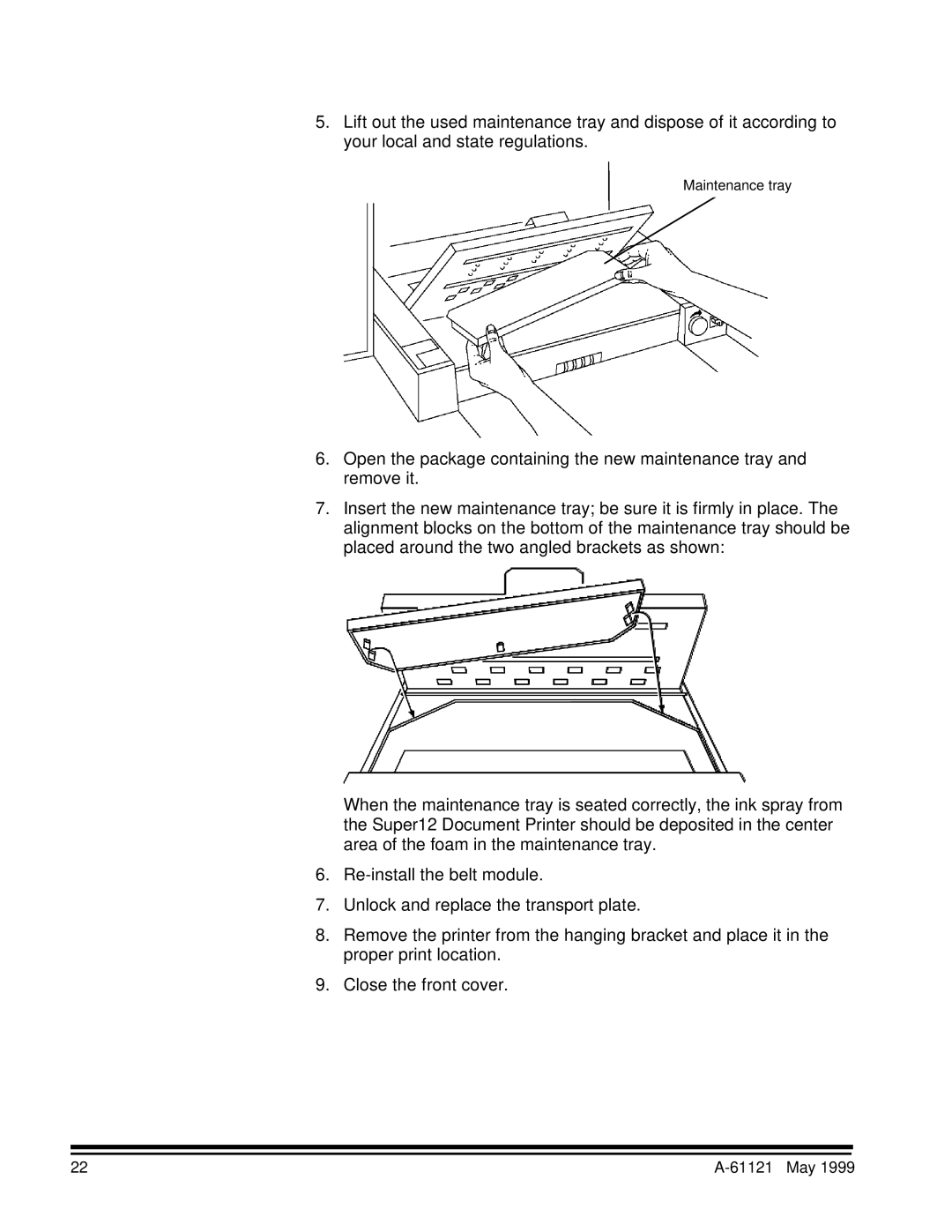 Kodak Series 3 manual Maintenance tray 