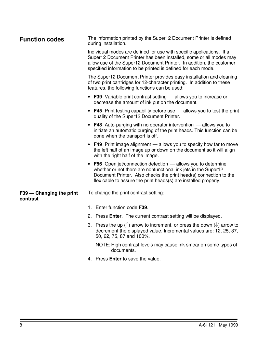 Kodak Series 3 manual Function codes, F39 Changing the print contrast 