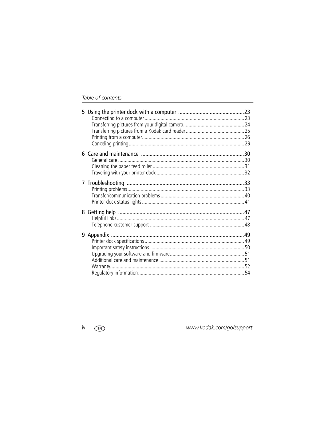 Kodak Series 3 manual Table of contents 